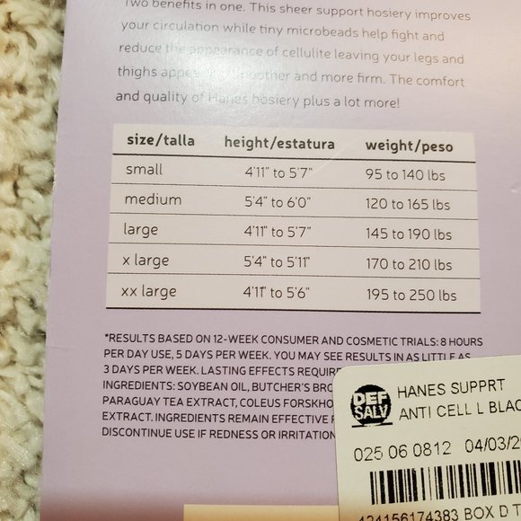 Hanes Silky Support Black Tights 30 Denier Large - Picture 4 of 6